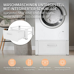 ML-Design Socle pour Machine à Laver avec Tiroir Coulissant, Acier, Blanc, 63x54 cm, jusqu'à 150 kg, Support Base de Lave-Linge, Sous-armoire, Plateforme Haut 31,5 cm, Tiroir Amovible pour Rangement