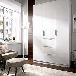 MIRAKEMUEBLE Armoire 3 portes et 3 tiroirs Essen White Brillance