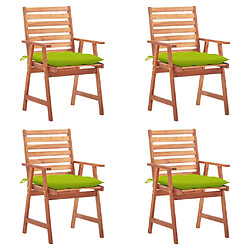 vidaXL Chaises à manger d'extérieur lot de 4 et coussins Acacia massif 