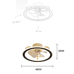 Universal Lampe ventilateur chambre 48cm, 220V LED36W tailleur sans étage lampe salon, chambre d'étude, lampe chambre d'enfants, lampe maison, noir