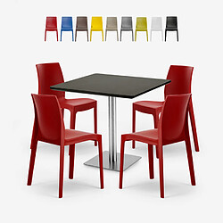 Grand Soleil Lot De 4 Chaises Empilables Bar Cuisine Table Horeca Noir 90x90cm Jasper Black, Couleur: Rouge