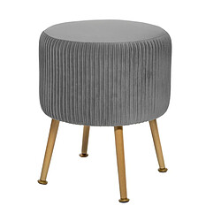 Tabouret en velours pliable coloris Gris - D. 35 x H. 41 cm -PEGANE- 