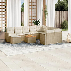 vidaXL Salon de jardin 11 pcs avec coussins beige résine tressée