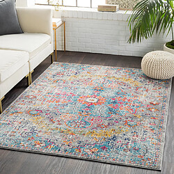 Surya INAYA - Tapis vintage multicolore, Gris, Safran et Bleu - 200x274cm