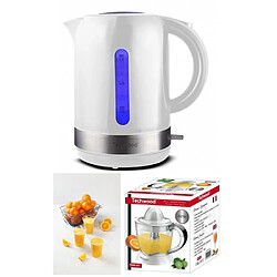 Techwood Bouilloire Electrique Blanche 1,7L 2200W Sans Fil + Presse Fruits Electrique 1L 40W Blanc Double sens de rotation