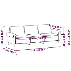 vidaXL Canapé à 3 places Vert foncé 180 cm Velours pas cher