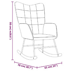 vidaXL Chaise à bascule avec repose-pied Gris foncé Velours et PVC pas cher