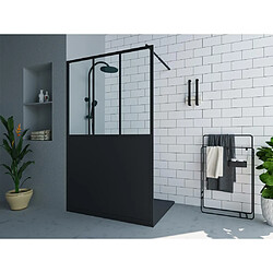 Vente-Unique Paroi de douche à l'italienne noir mat style atelier - 120 x 200 cm - URBANIK