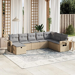 vidaXL Salon de jardin avec coussins 8pcs mélange beige résine tressée 