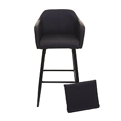 Mendler Tabouret de bar HWC-H93, tabouret de comptoir, repose-pieds métal ~ similicuir noir