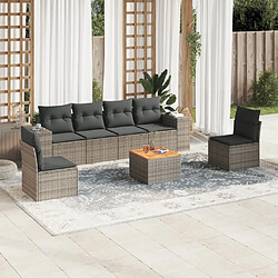 vidaXL Salon de jardin avec coussins 7 pcs gris résine tressée 