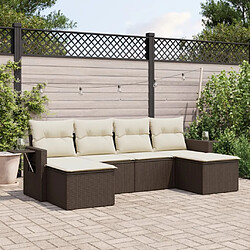 vidaXL Salon de jardin avec coussins 6 pcs marron résine tressée 