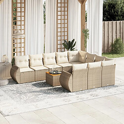 Maison Chic Salon de jardin 11 pcs avec coussins, Ensemble Tables et chaises d'extérieur beige résine tressée -GKD280379