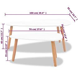 vidaXL Ensemble de tables basses 2 pcs Bois de pin massif Blanc pas cher