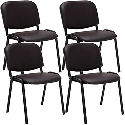 Decoshop26 Lot de 4 chaises visiteur empilable zone d'attente en PVC marron piètement à 4 pieds en métal noir 10_0003183