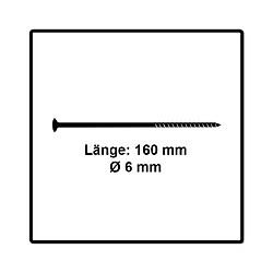 Fischer Power-Fast II FPF II Vis à bois aggloméré 6,0x180 mm, 50 pcs, tête fraisée, empreinte Torx, filetage partiel, zingué et passivé bleu. ( 670695 )