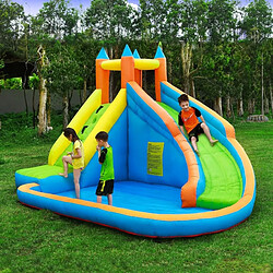 Airmyfun Château Aquatique Gonflable pour enfants 4m - Aire de jeux avec Escalade, Tobbogan et Piscine - Aqua Park