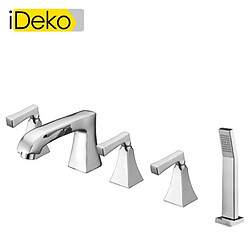 iDeko® Robinet de baignoire salle de bain douche mural avec pommeau de douche en laiton céramique 