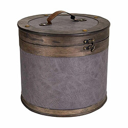 Boîte de rangement avec couvercle Alexandra House Living Marron Gris PVC Bois Métal 30 x 27 x 30 cm Ronde 