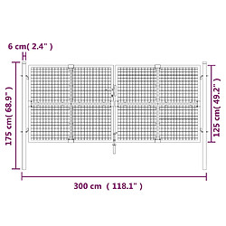 vidaXL Portal de jardin maille anthracite 300x175 cm acier galvanisé pas cher