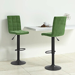 vidaXL Tabourets de bar lot de 2 vert foncé velours 