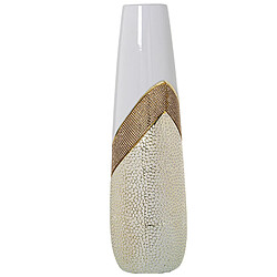 Vase Alexandra House Living Blanc Doré Argenté Céramique Brillant 14 x 14 x 45 cm