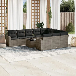 Maison Chic Salon de jardin 11 pcs avec coussins | Ensemble de Table et chaises | Mobilier d'Extérieur gris résine tressée -GKD80586