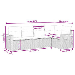 Avis vidaXL Salon de jardin 5 pcs avec coussins noir résine tressée