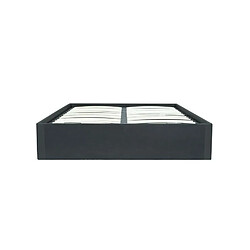 Lit plateforme avec coffre de rangement pour couchage 140 x 190 cm PU noir pas cher