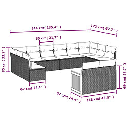 Avis Maison Chic Salon de jardin avec coussins 12 pcs | Ensemble de Table et chaises | Mobilier d'Extérieur gris résine tressée -GKD11978