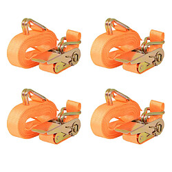 vidaXL Sangle d’arrimage à cliquet 4 pcs 0,4 tonne 6 m x 25 mm Orange