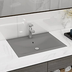 vidaXL Lavabo avec trou de robinet Gris clair mat 60x46 cm Céramique 