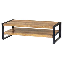 Vente-Unique Table basse HARLEM - Double plateau - Bois de manguier et métal pas cher