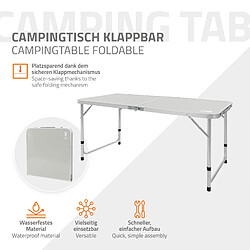 ECD Germany Table de Camping Pliante, Réglable en Hauteur 120x60x54-70 cm, Gris/Argent, en Aluminium et Plastique HDPE, avec Poignée de Transport, Table de Jardin Valise de Voyage Table de Balcon