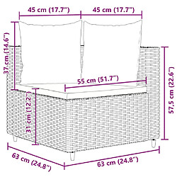 vidaXL Salon de jardin avec coussins 9 pcs marron résine tressée pas cher