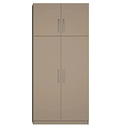 Inside 75 Armoire de rangement 2 tringles penderie 4 portes largeur 100 cm coloris taupe mat