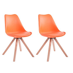 Decoshop26 Lot de 2 chaises de salle à manger scandinave synthétique orange pieds bois CDS10024 