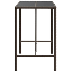 Avis vidaXL Table de bar et dessus en verre marron 110x70x110 cm poly rotin