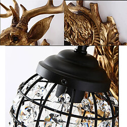 Acheter Universal Lampe de chevet Lucky Deer Head de 30 cm, 220V E14 Résine Country, Lampe d'allée de salon de bar personnalisée, pas de source lumineuse.