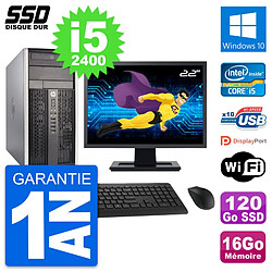 PC Tour HP 6300 CMT Ecran 22" Intel i5-2400 RAM 16Go SSD 120Go Windows 10 Wifi · Occasion 