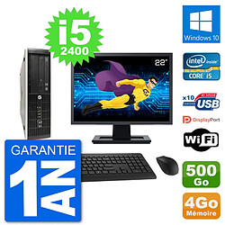 PC HP Compaq Pro 6300 SFF Ecran 22" i5-2400 RAM 4Go Disque 500Go Windows 10 Wifi - Occasion