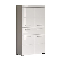 Avis Pegane Commode de rangement avec 4 portes de salle de bain coloris blanc brillant, blanc mat - Longueur 73 x hauteur 132 x profondeur 31 cm