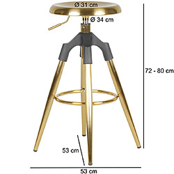 Avis Mes Tabouret de bar 53x53x72/80 cm en fer doré