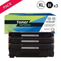 TONER SERVICES Compatible HP 83X Pack 3 Toners Noir CF283X (HT83X/Canon CRG737)