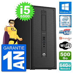 PC Tour HP EliteDesk 800 G2 Intel i5-6500 RAM 64Go Disque 500Go Windows 10 Wifi - Occasion