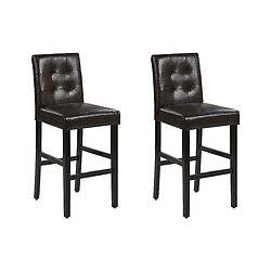 Beliani Tabouret de bar Set de 2 Cuir PU Marron MADISON 