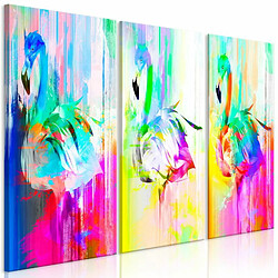 Paris Prix Tableau Imprimé 3 Panneaux Colourful Flamingos 60 x 90 cm