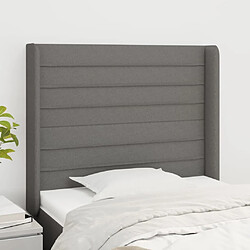 Maison Chic Tête de lit scandinave avec oreilles,meuble de chambre Gris foncé 93x16x118/128 cm Tissu -MN46566