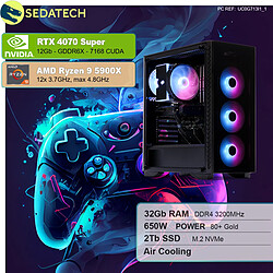 Sedatech PC Gamer • AMD Ryzen 9 5900X • RTX4070 Super • 32 Go RAM • 2To SSD M.2 • sans OS