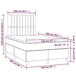 vidaXL Sommier à lattes de lit avec matelas Gris foncé 120x200cm Tissu pas cher